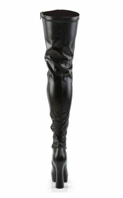 Pleaser Pole Shoes ELECTRA-3000Z Black Matte Thigh High Boots