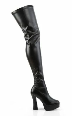 Pleaser Pole Shoes ELECTRA-3000Z Black Matte Thigh High Boots