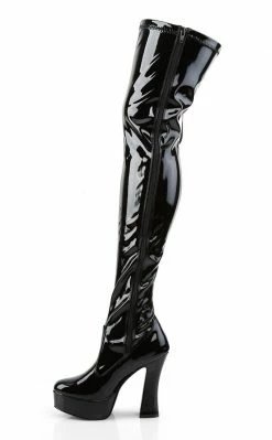 Pleaser Pole Shoes ELECTRA-3050 Black Side Laced Thigh High Boots