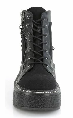 Demonia Shoes EMILY-114 Black Chain Canvas Boots