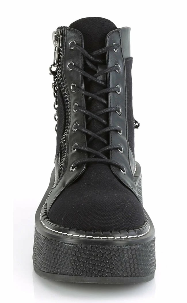 Demonia Shoes EMILY-114 Black Chain Canvas Boots 4 Demonia Shoes EMILY-114 Black Chain Canvas Boots