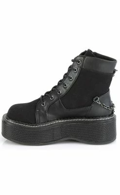 Demonia Shoes EMILY-114 Black Chain Canvas Boots 9 Demonia Shoes EMILY-114 Black Chain Canvas Boots