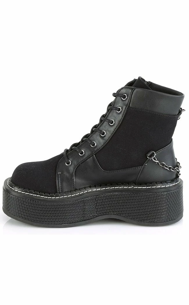 Demonia Shoes EMILY-114 Black Chain Canvas Boots 5 Demonia Shoes EMILY-114 Black Chain Canvas Boots