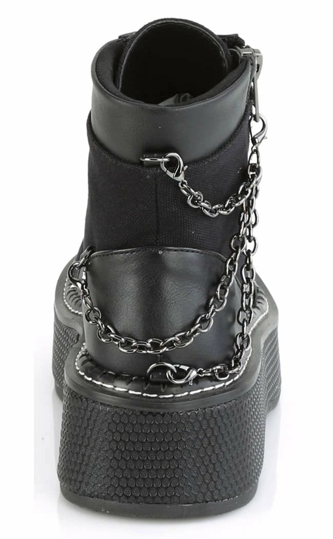 Demonia Shoes EMILY-114 Black Chain Canvas Boots 6 Demonia Shoes EMILY-114 Black Chain Canvas Boots