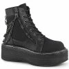 Demonia Shoes EMILY-114 Black Chain Canvas Boots