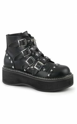 Demonia Shoes EMILY-315 Black Ankle Boots