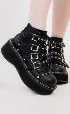 Demonia Shoes EMILY-315 Black Ankle Boots