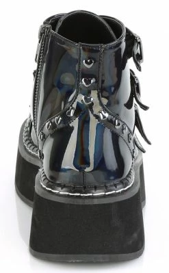 Demonia EMILY-315 Black Holographic Ankle Boots Shoes