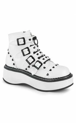 Demonia Shoes EMILY-315 White Ankle Boots