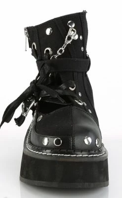 Demonia EMILY-317 Black Cutout Ankle Boots
