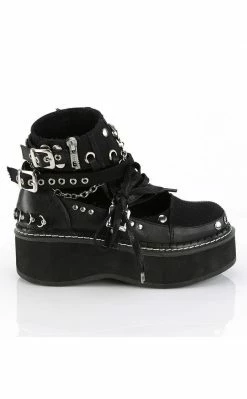 Demonia EMILY-317 Black Cutout Ankle Boots
