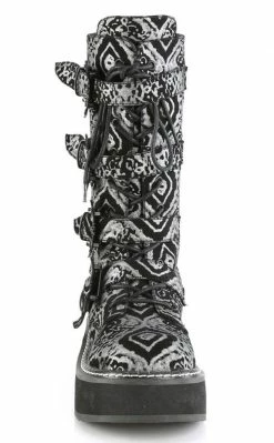 Demonia EMILY-322 Black & Silver Knee High Boot
