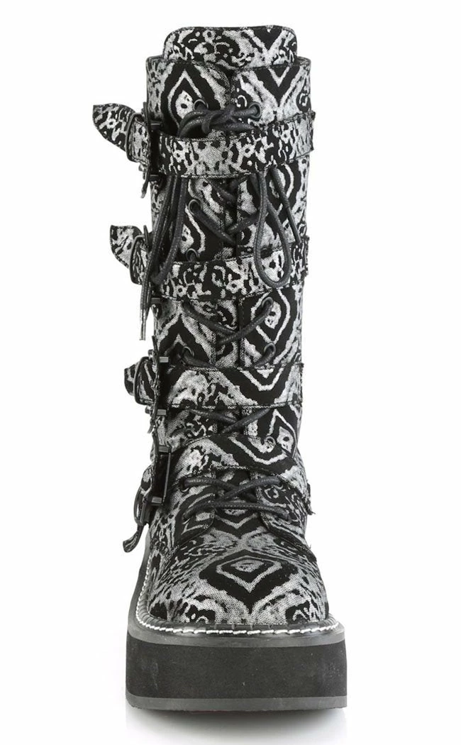 Demonia EMILY-322 Black & Silver Knee High Boot 4 Demonia EMILY-322 Black & Silver Knee High Boot