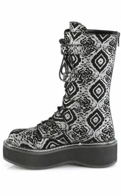 Demonia EMILY-322 Black & Silver Knee High Boot 9 Demonia EMILY-322 Black & Silver Knee High Boot