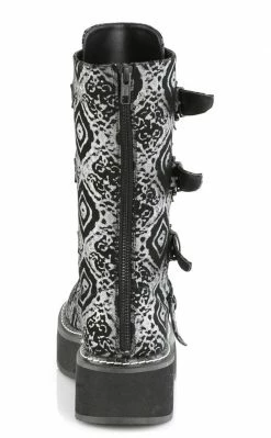 Demonia EMILY-322 Black & Silver Knee High Boot 10 Demonia EMILY-322 Black & Silver Knee High Boot