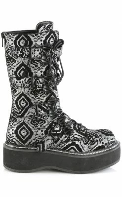 Demonia EMILY-322 Black & Silver Knee High Boot 11 Demonia EMILY-322 Black & Silver Knee High Boot