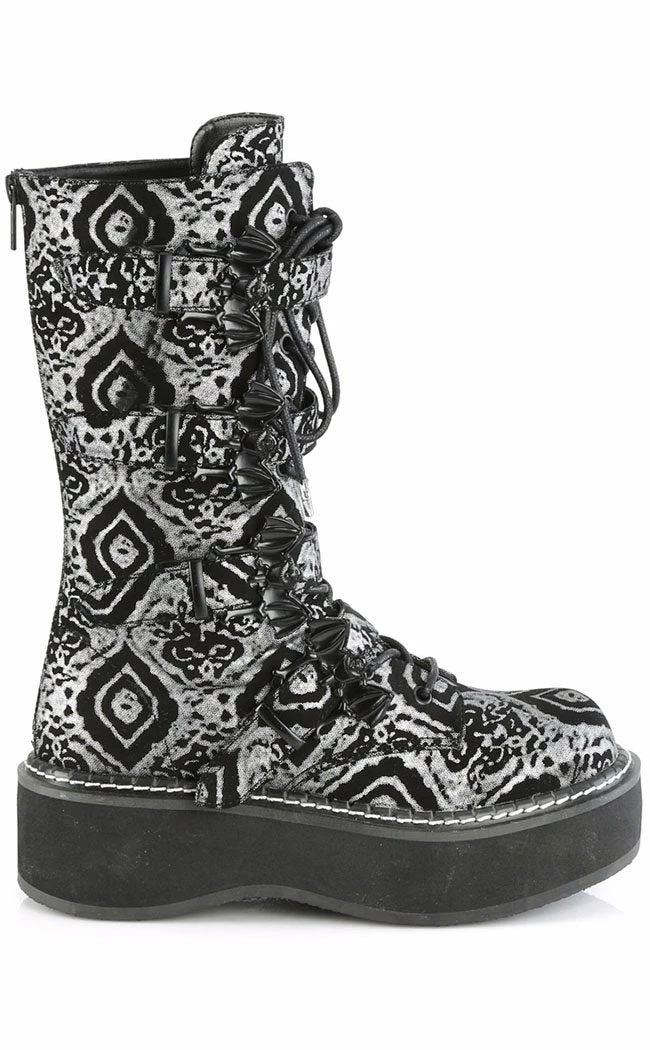 Demonia EMILY-322 Black & Silver Knee High Boot 7 Demonia EMILY-322 Black & Silver Knee High Boot