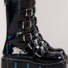 Demonia EMILY-330 Black Holographic Boots Shoes