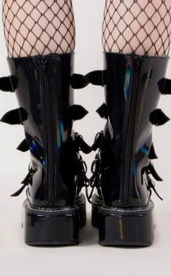 Demonia EMILY-330 Black Holographic Boots (Last Pair: Size 12)