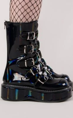 Demonia EMILY-330 Black Holographic Boots (Last Pair: Size 12)