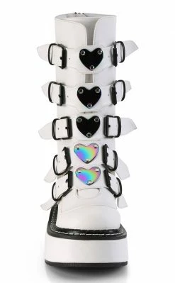 Demonia EMILY-330 White Vegan Leather Boots
