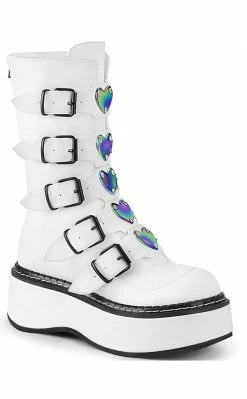 Demonia EMILY-330 White Vegan Leather Boots