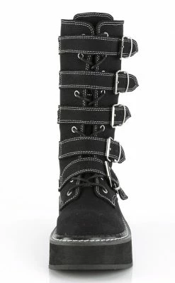 Demonia EMILY-341 Black Canvas Boots Shoes