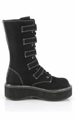 Demonia EMILY-341 Black Canvas Boots Shoes