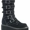 Demonia EMILY-341 Black Canvas Boots Shoes