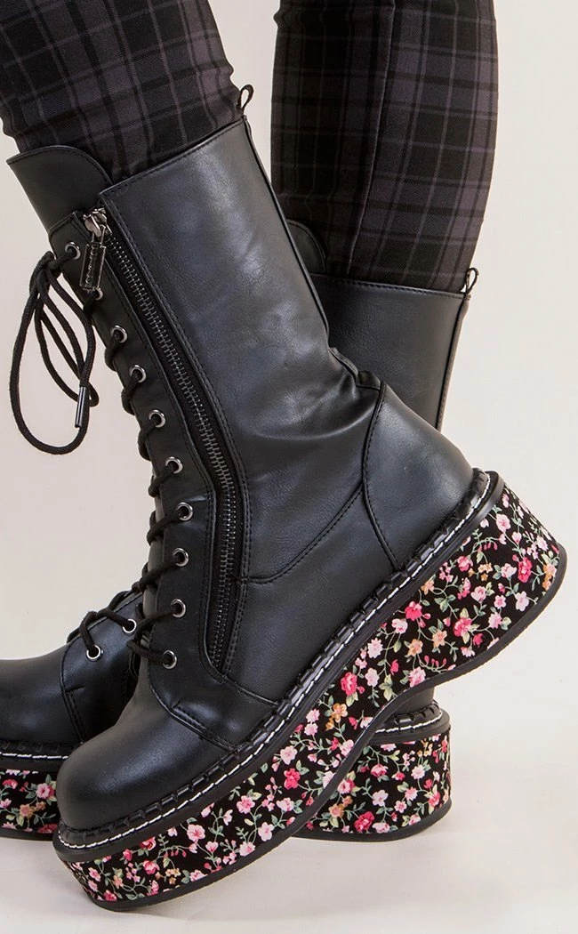 Demonia EMILY-350 Black Floral Boots 4 Demonia EMILY-350 Black Floral Boots