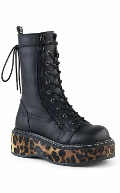 Demonia EMILY-350 Black Leopard Boots Shoes