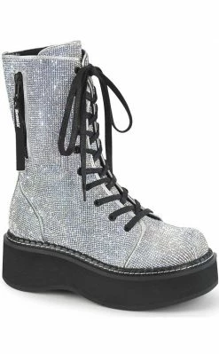 Demonia Shoes EMILY-362 Silver Rhinestone Combat Boots (Au Stock) 10 Demonia Shoes EMILY-362 Silver Rhinestone Combat Boots (Au Stock)