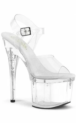 Pleaser ESTEEM-708 Clear Peeptoe Heels