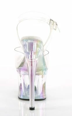 Pleaser Pole Shoes ESTEEM-708RBP Clear Hologram Peeptoe Heels