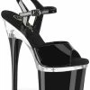 Pleaser ESTEEM-709 Black Patent/Clear Heels Pole Shoes