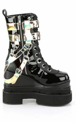 Demonia Shoes ETERNAL-115 Black Patent Ankle Boots