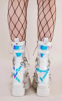 Demonia Shoes ETERNAL-115 White Vegan Ankle Boots