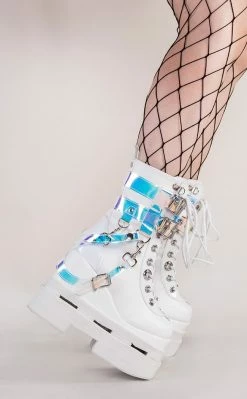 Demonia Shoes ETERNAL-115 White Vegan Ankle Boots 10 Demonia Shoes ETERNAL-115 White Vegan Ankle Boots