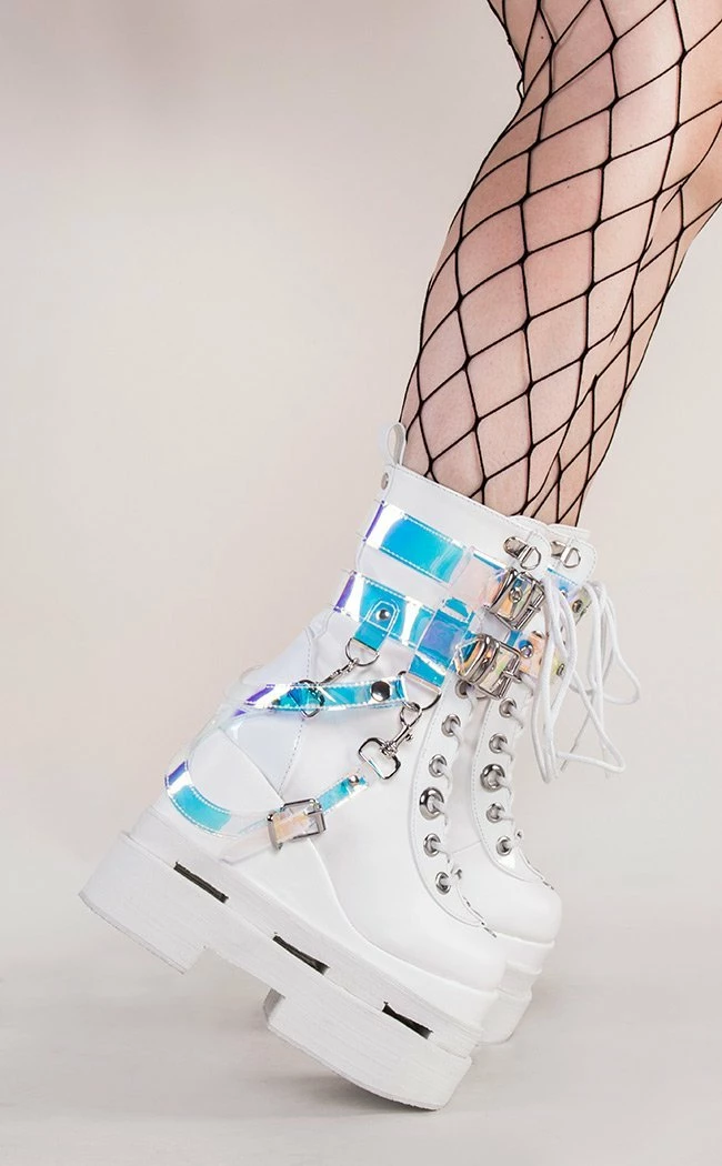 Demonia Shoes ETERNAL-115 White Vegan Ankle Boots 6 Demonia Shoes ETERNAL-115 White Vegan Ankle Boots