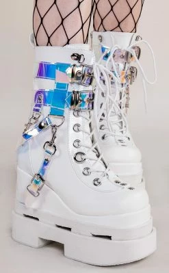 Demonia Shoes ETERNAL-115 White Vegan Ankle Boots