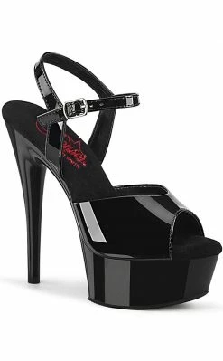 Pleaser Pole Shoes EXCITE-609 Black Patent Platform Heels