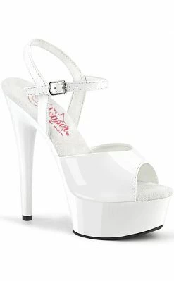 Pleaser EXCITE-609 White Patent Platform Heels Pole Shoes