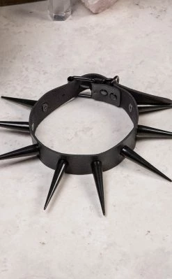 Cold Black Heart EXTRA Dark Malevolence Super Long Spiked Choker
