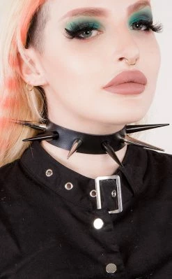 Cold Black Heart EXTRA Malevolence Spiked Choker | Monochrome Chokers