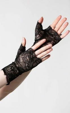 Killstar Embrace The Night Lace Gloves | Black Accessories