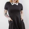 Black Friday Clothing Embroidered Bat Collar Dress
