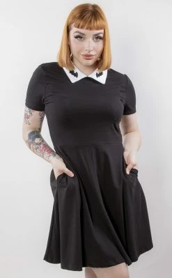 Black Friday Clothing Embroidered Bat Collar Dress