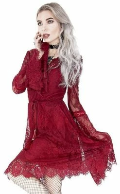 Restyle Eyelash Lace Dress | Burgundy Clothing