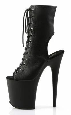 Pleaser FLAMINGO-1016 Black Faux Leather Ankle Boots