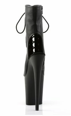 Pleaser FLAMINGO-1016 Black Faux Leather Ankle Boots